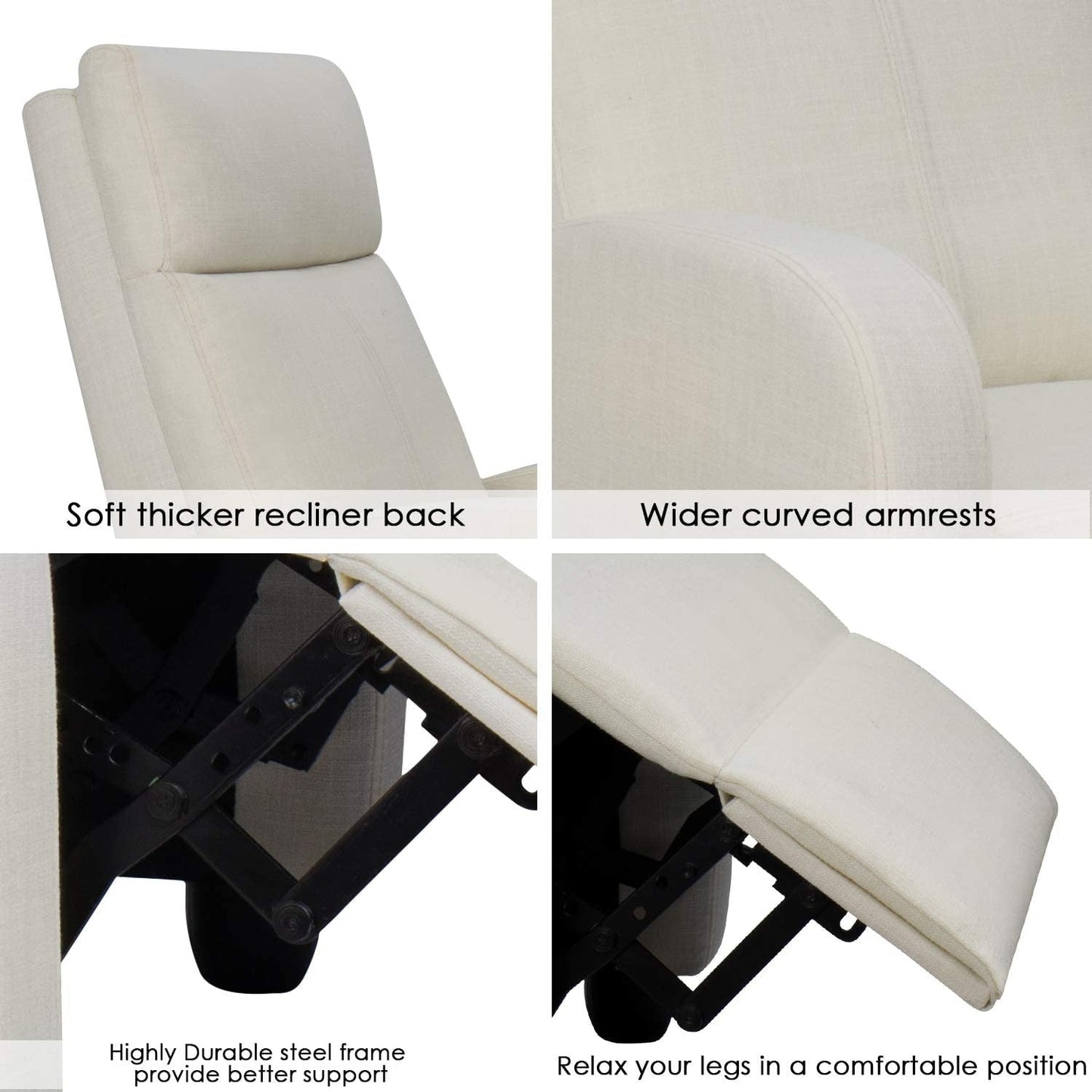 Furniwell Fabric Single Sofa Recliner with Padded Seat
