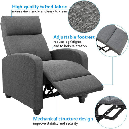 Furniwell Fabric Single Sofa Recliner with Padded Seat
