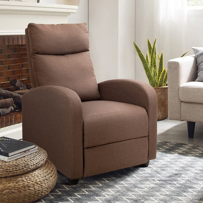 Furniwell Massage Recliner Thick Padded Single Linen Fabric Recliner