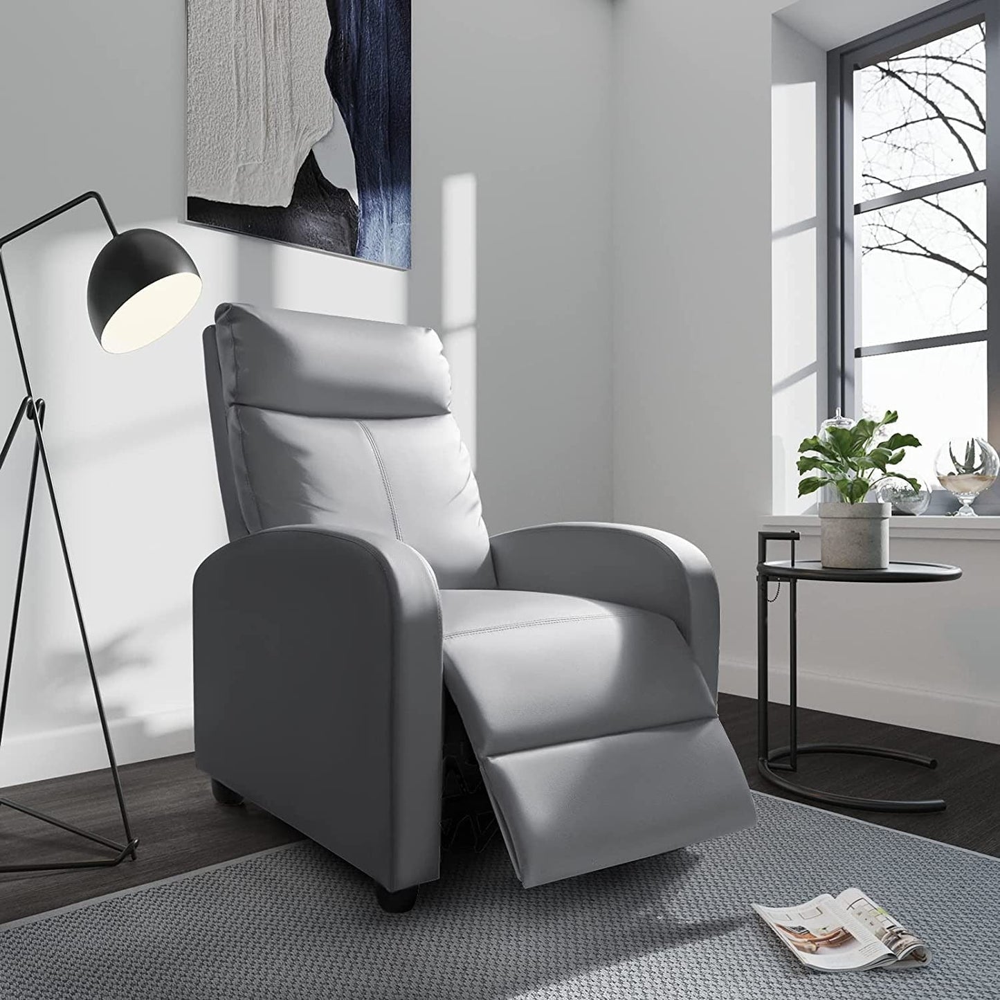 Furniwell PU Leather Sofa Recliner with Padded Seat and Backrest.