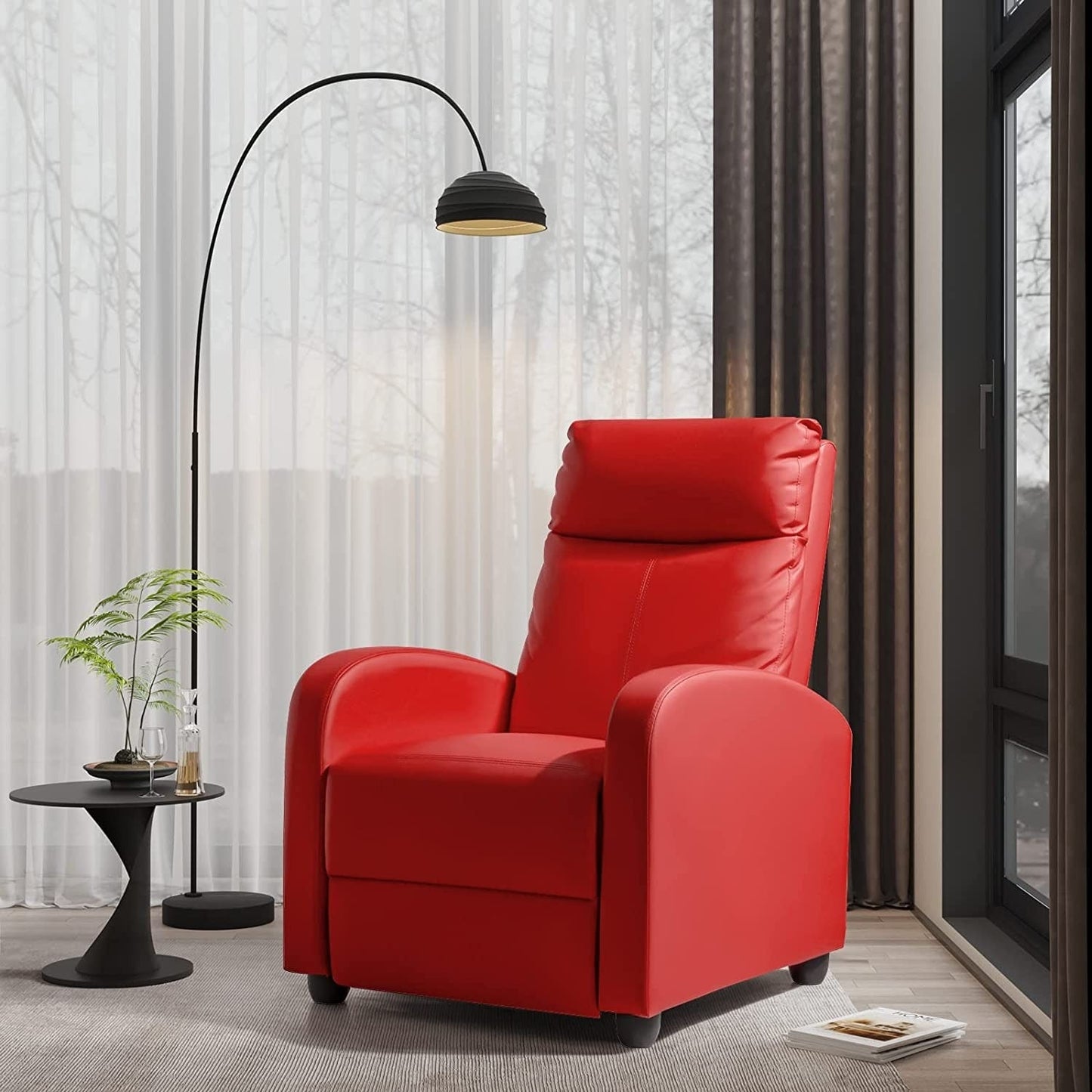 Furniwell PU Leather Sofa Recliner with Padded Seat and Backrest.