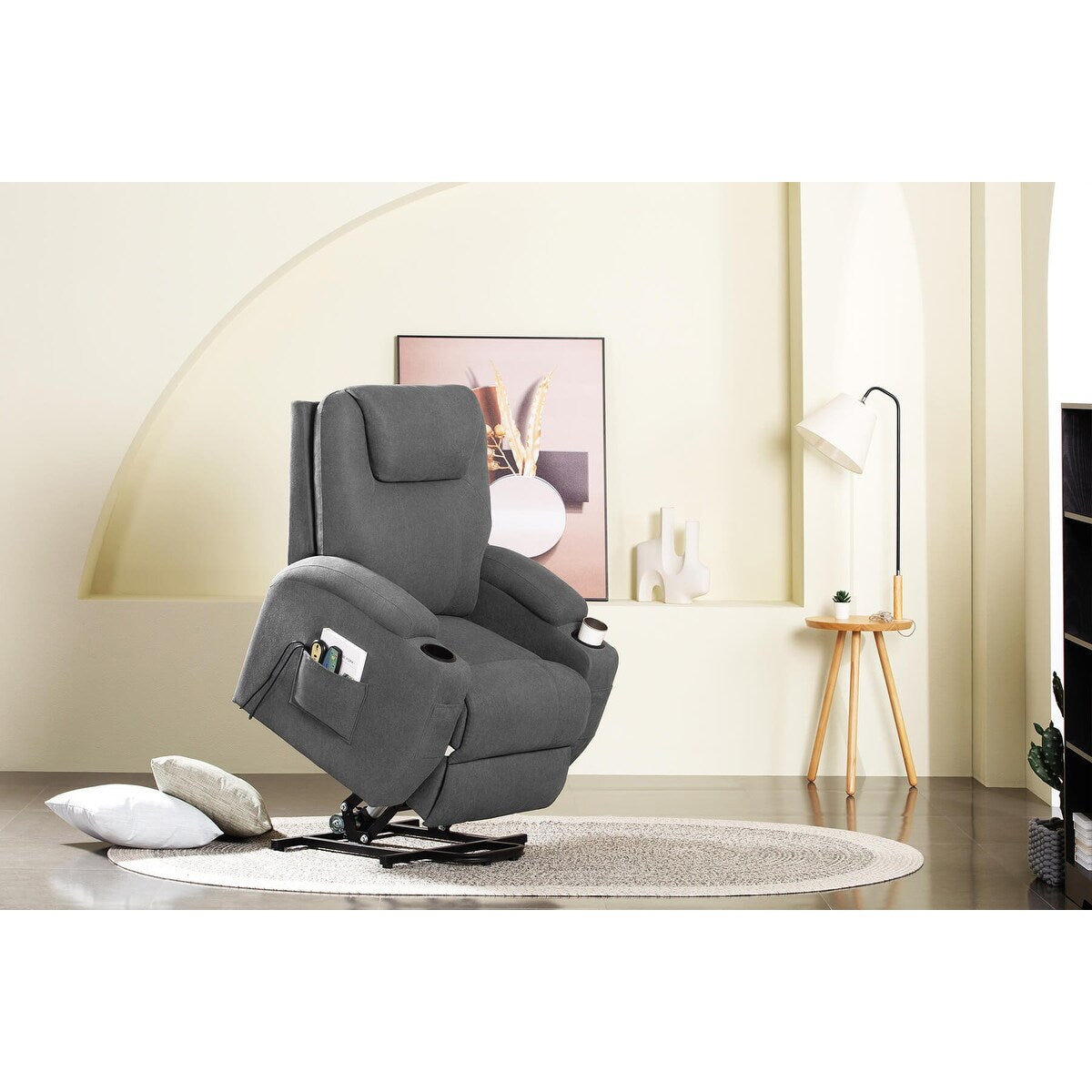 Furniwell Power Lift Fabric Recliner for Elderly with Massage and Heat