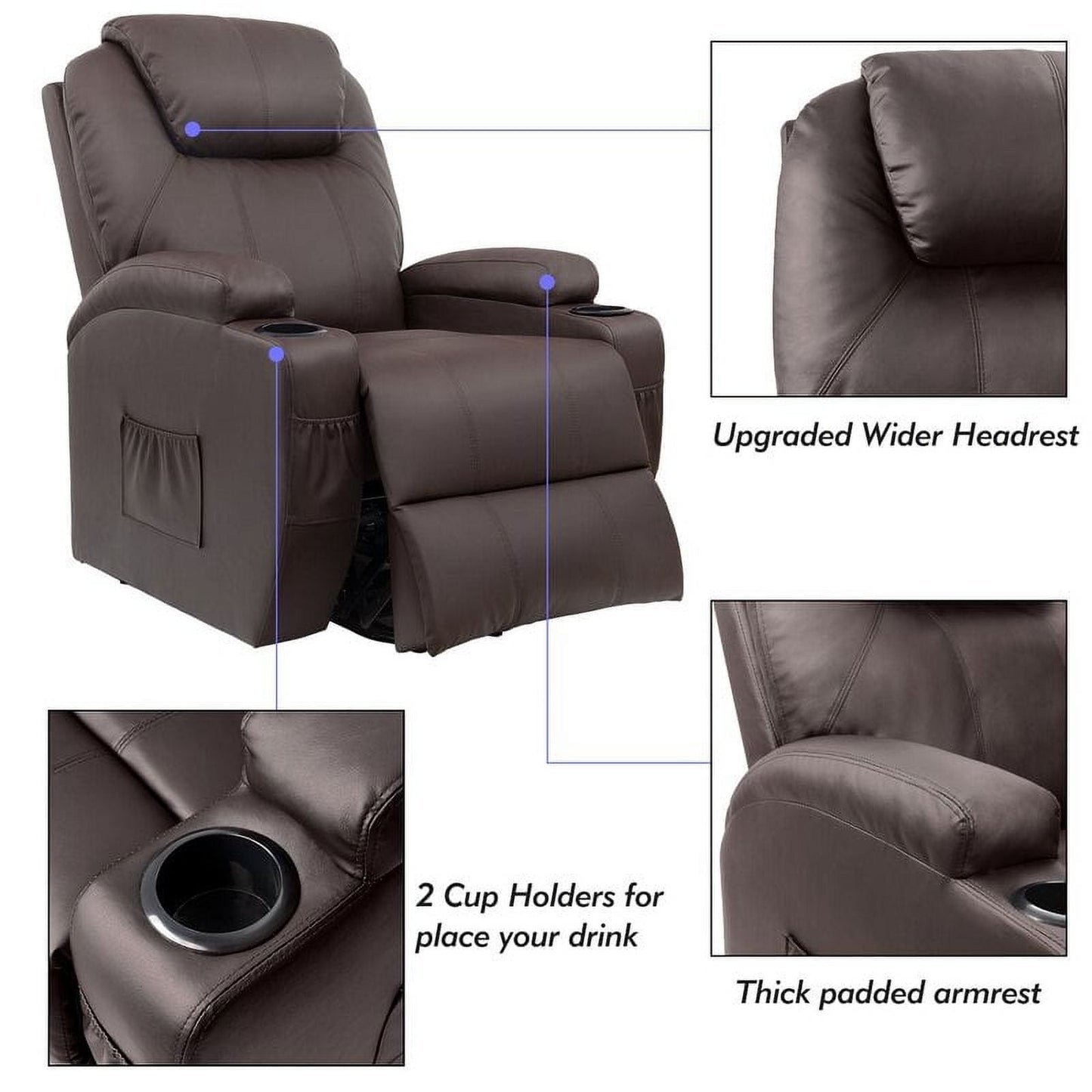 Furniwell Power Lift Recliner Chair for Elderly with Heat, Side Pocket, Living room