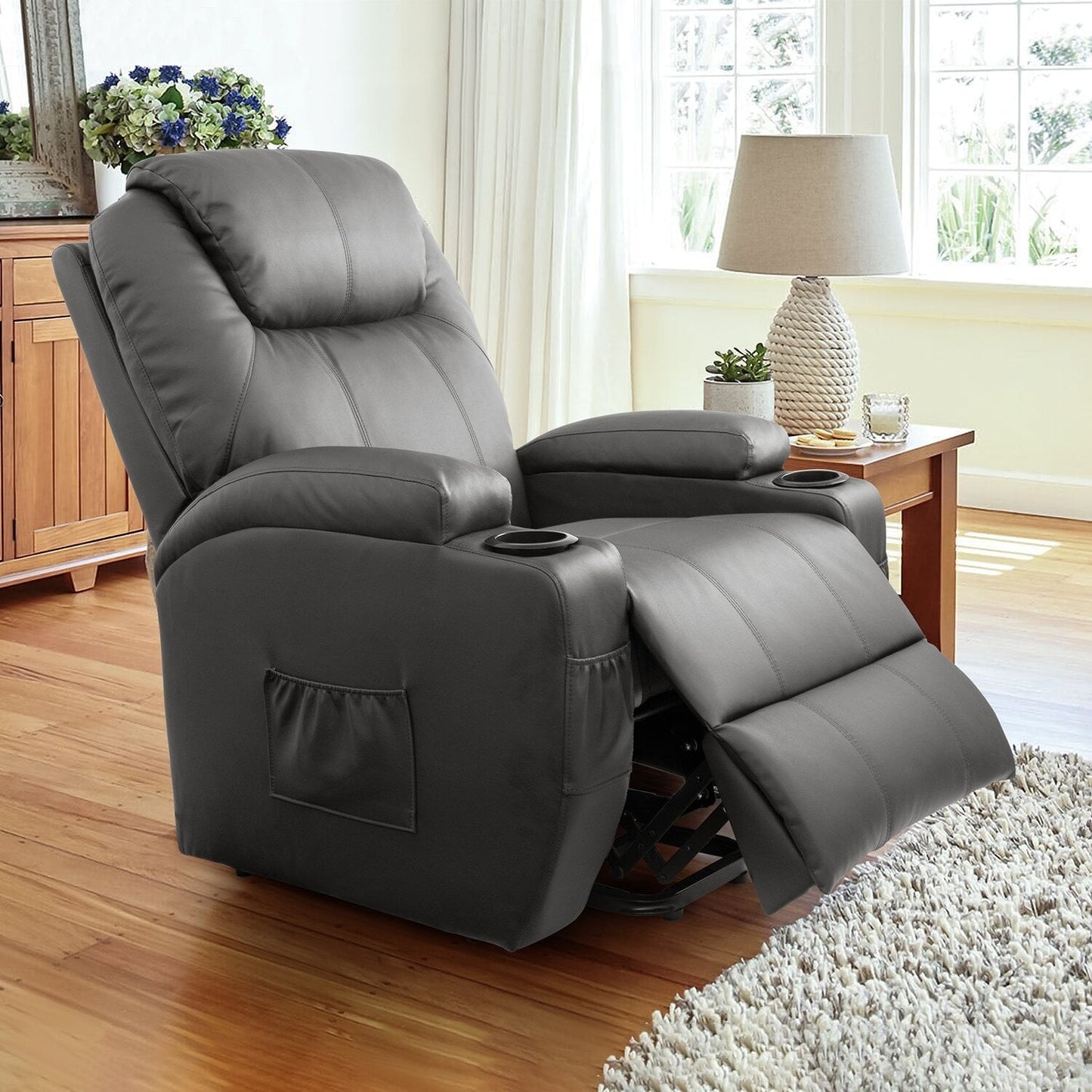 Furniwell Power Lift Recliner Chair for Elderly with Heat, Side Pocket, Living room