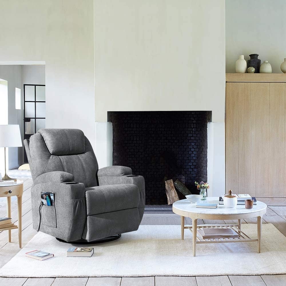 Furniwell Rotary Massage Heated Function Recliner Fabric Whirl
