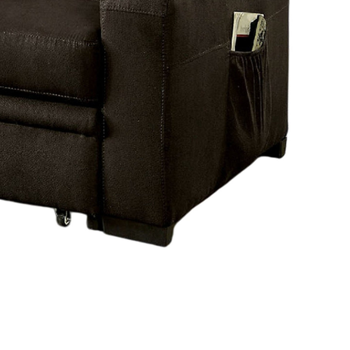 Futon Sofa, Brown Fabric Upholstery, Pull Out Base, Button Tufting