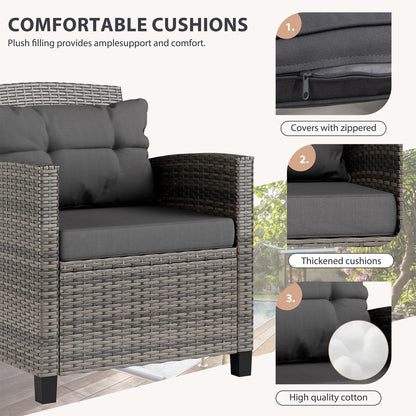 Futzca 3 Piece Patio Furniture Set with Glass Table