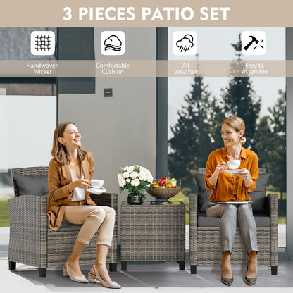 Futzca 3 Piece Patio Furniture Set with Glass Table