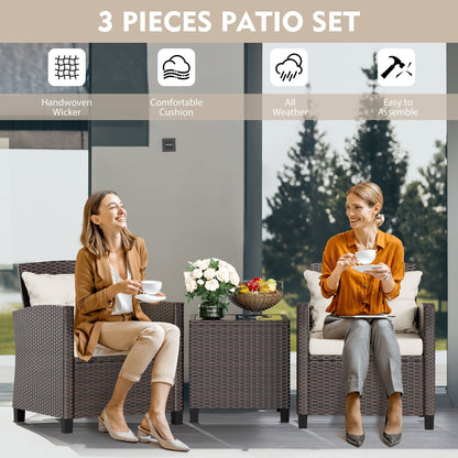 Futzca 3 Piece Patio Furniture Set with Glass Table