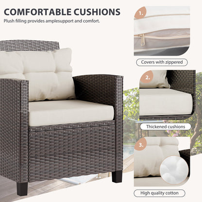 Futzca 3 Piece Patio Furniture Set with Glass Table