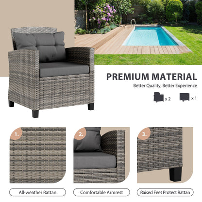 Futzca 3 Piece Patio Furniture Set with Glass Table