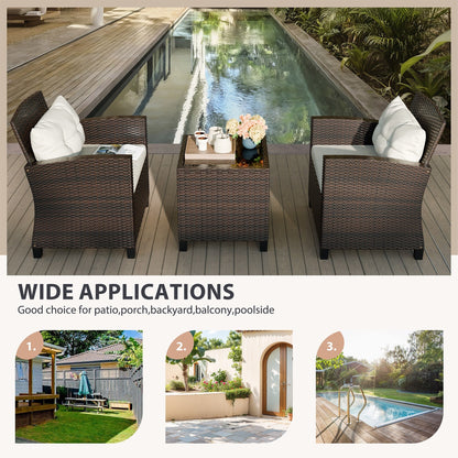 Futzca 3 Piece Patio Furniture Set with Glass Table