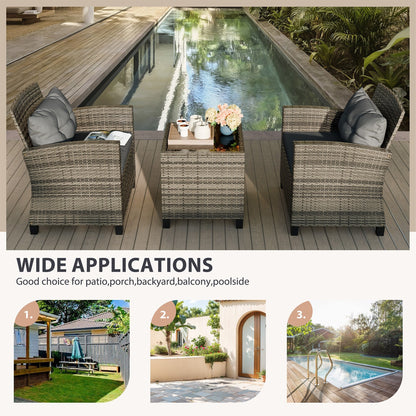 Futzca 3 Piece Patio Furniture Set with Glass Table