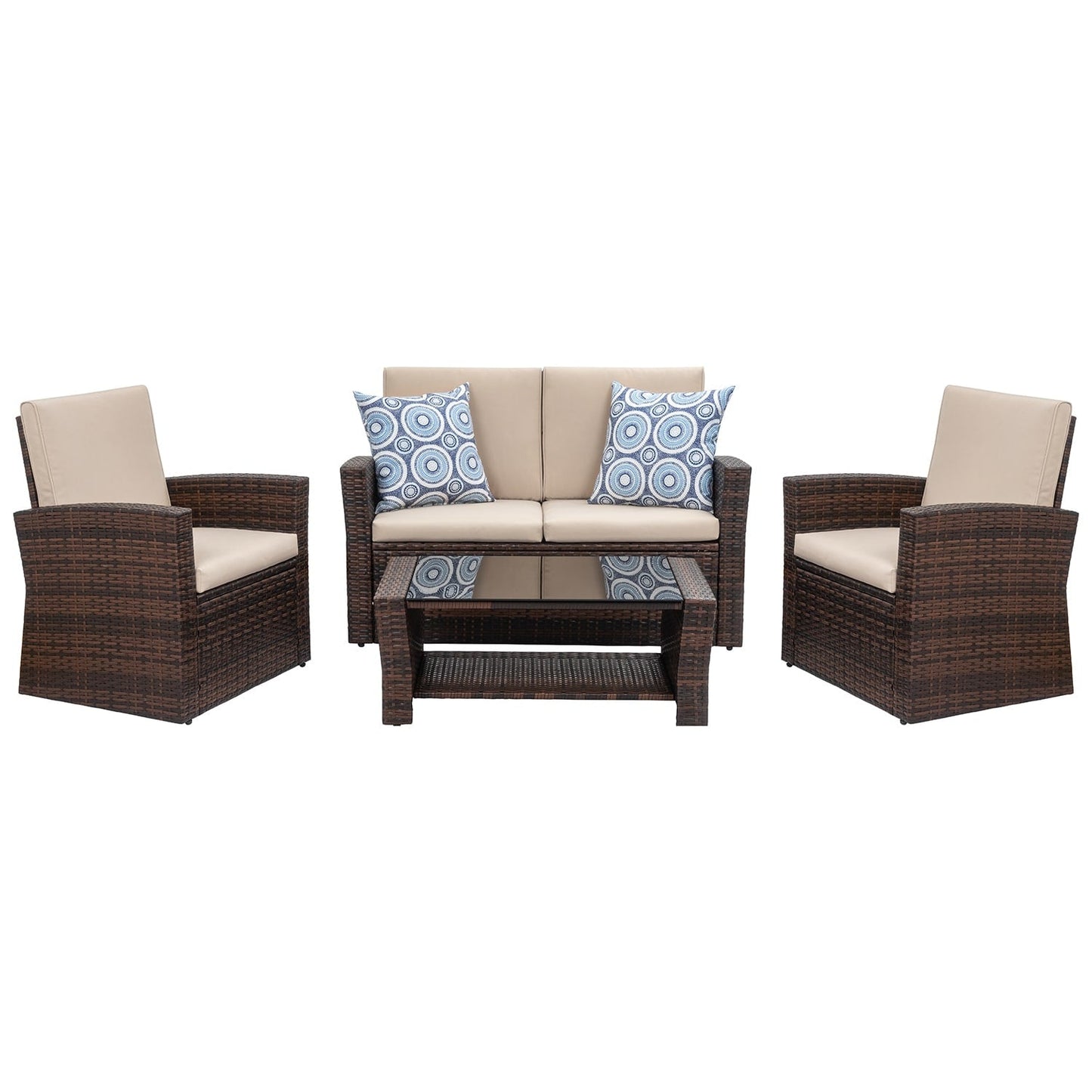 Futzca 4-Piece Outdoor Patio Furniture Set, Wicker Sectional Set