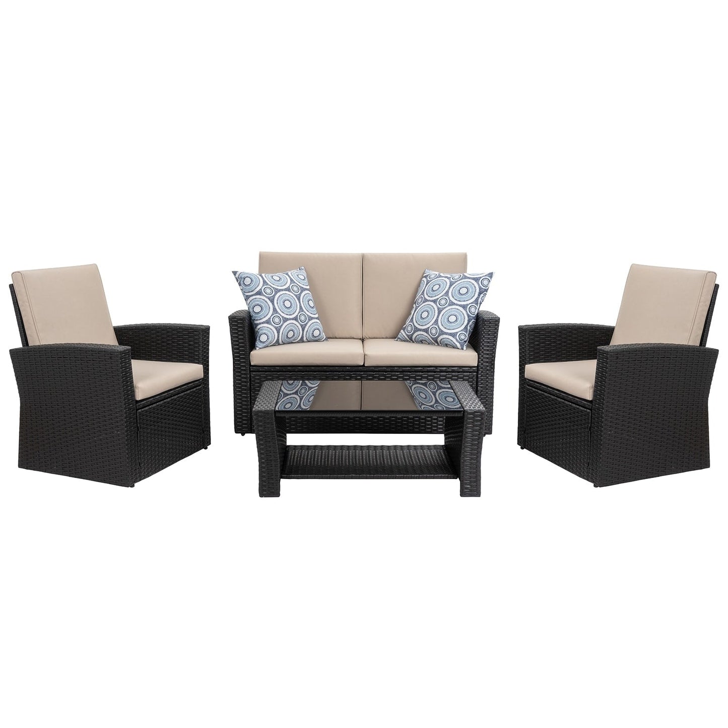 Futzca 4-Piece Outdoor Patio Furniture Set, Wicker Sectional Set