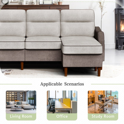 Futzca 78â?L Shaped Sofa Couch with Ottoman and Side Storage Bag