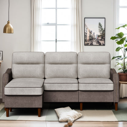 Futzca 78â?L Shaped Sofa Couch with Ottoman and Side Storage Bag