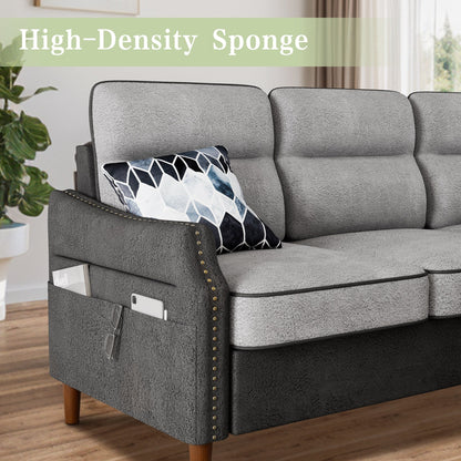 Futzca 78â?L Shaped Sofa Couch with Ottoman and Side Storage Bag