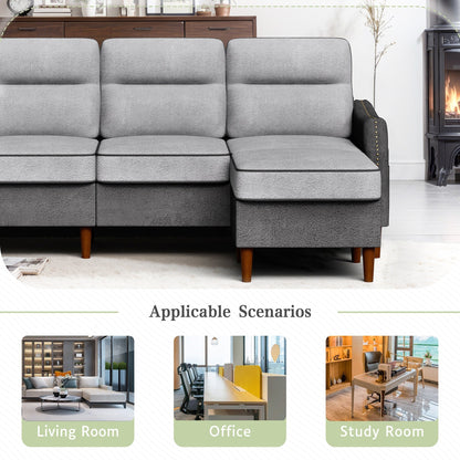 Futzca 78â?L Shaped Sofa Couch with Ottoman and Side Storage Bag