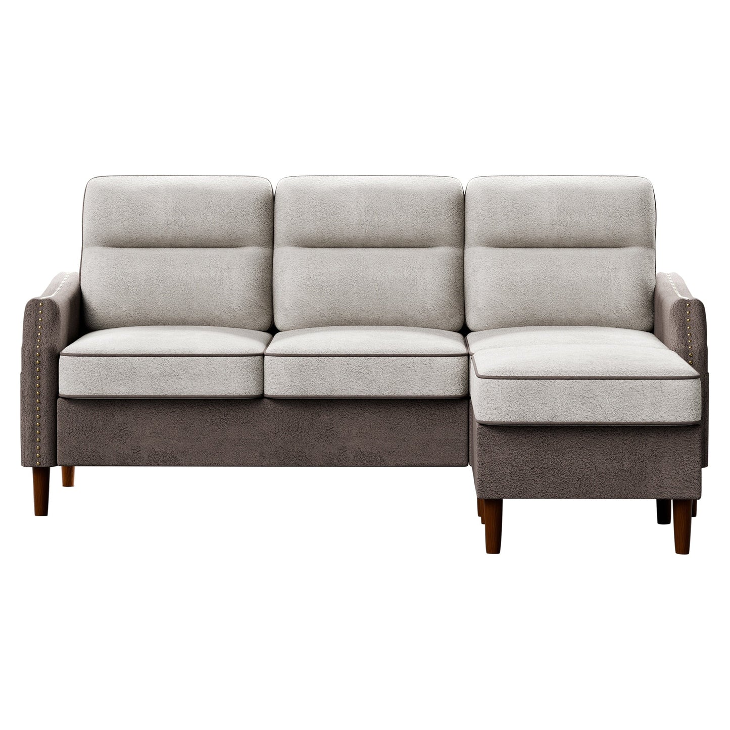 Futzca 78â?L Shaped Sofa Couch with Ottoman and Side Storage Bag