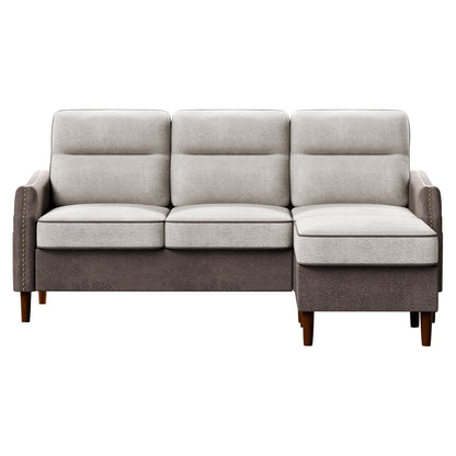 Futzca 78â?L Shaped Sofa Couch with Ottoman and Side Storage Bag