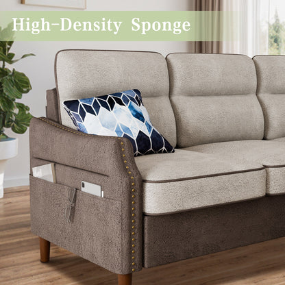 Futzca 78â?L Shaped Sofa Couch with Ottoman and Side Storage Bag