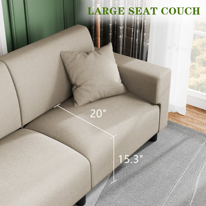 Futzca 94'' Sofa Couch, Modern 3-Seater Sofa with Two Pillows