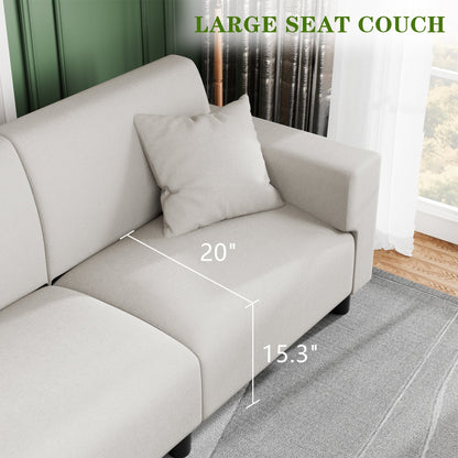 Futzca 94'' Sofa Couch, Modern 3-Seater Sofa with Two Pillows