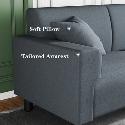 Futzca 94'' Sofa Couch, Modern 3-Seater Sofa with Two Pillows