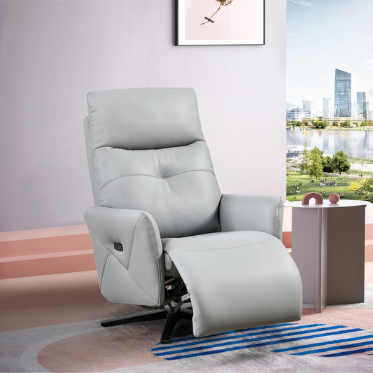 Christopher Knight Home - Alexander Plush Bonded Leather Recliner Chair with Adjustable Headrest and Footrest, 360-Degree Swivel