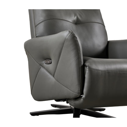 Christopher Knight Home - Alexander Plush Bonded Leather Recliner Chair with Adjustable Headrest and Footrest, 360-Degree Swivel