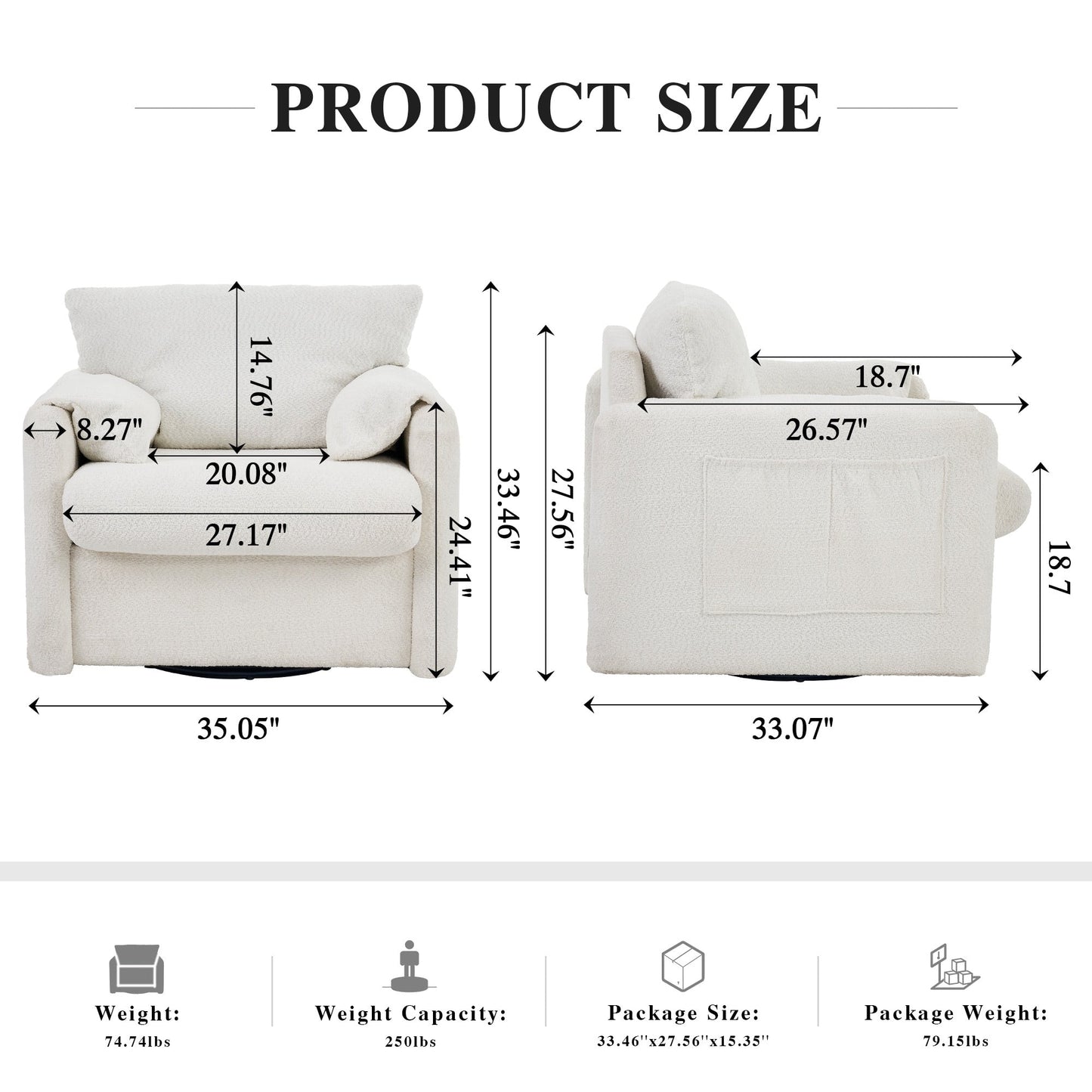 GDFStudio - Chloe Comfy Chenille Sofa Couch - Modern Upholstered Sofa Set