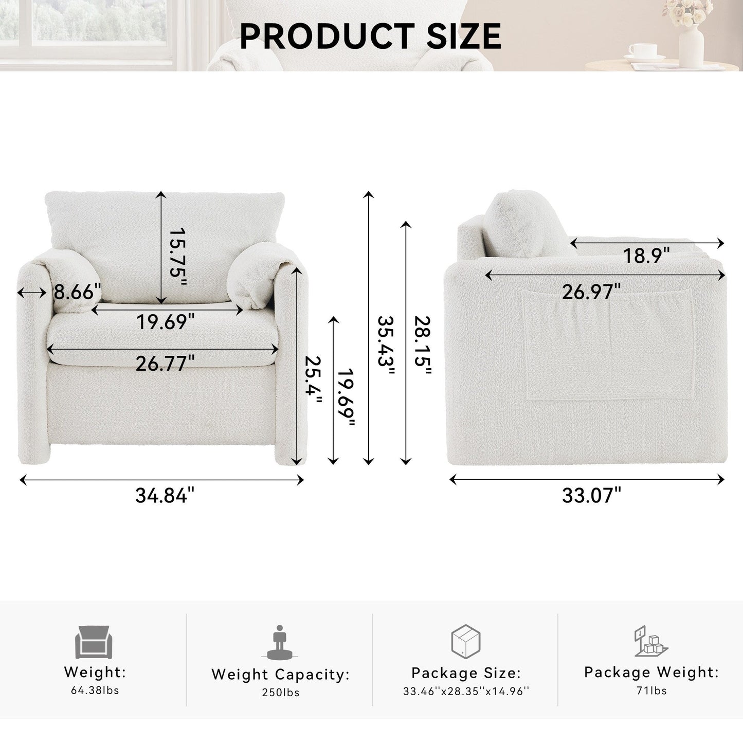 GDFStudio - Chloe Comfy Chenille Sofa Couch - Modern Upholstered Sofa Set