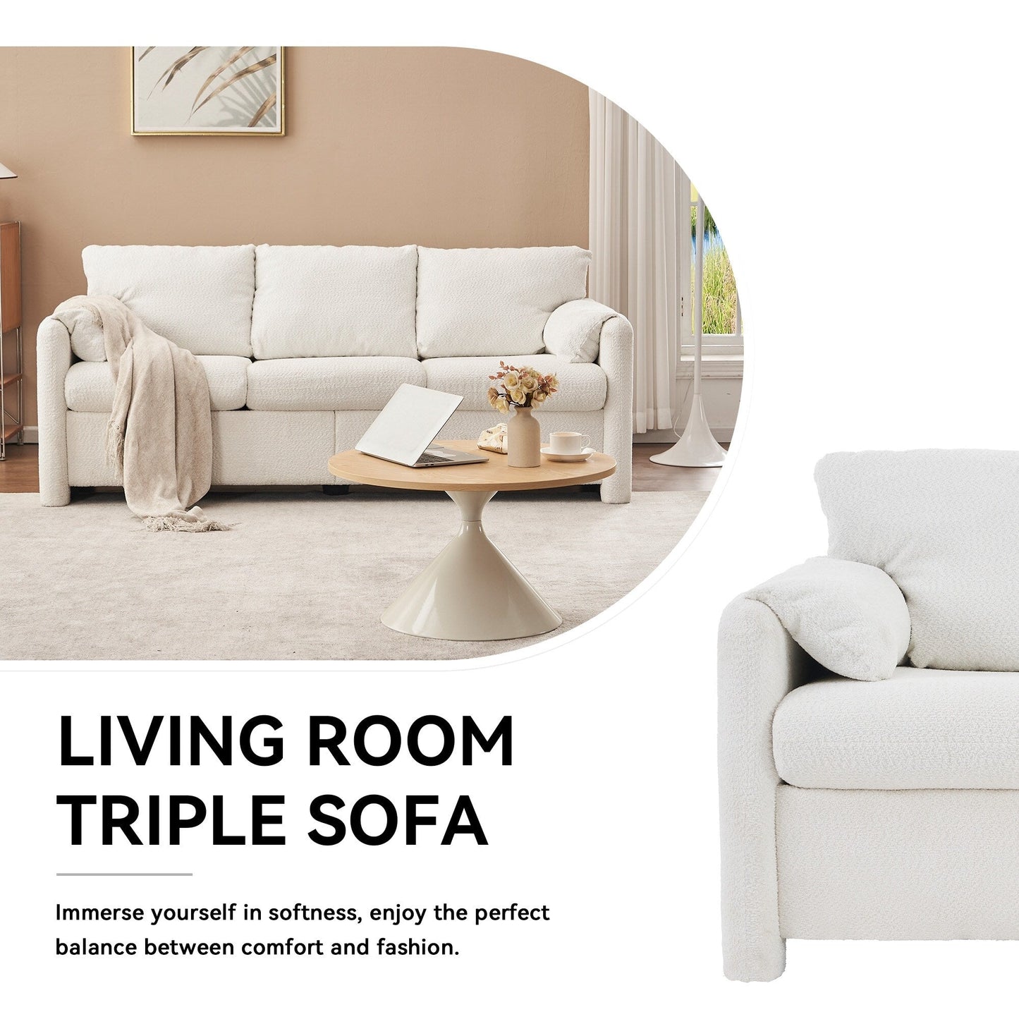 GDFStudio - Chloe Comfy Chenille Sofa Couch - Modern Upholstered Sofa Set
