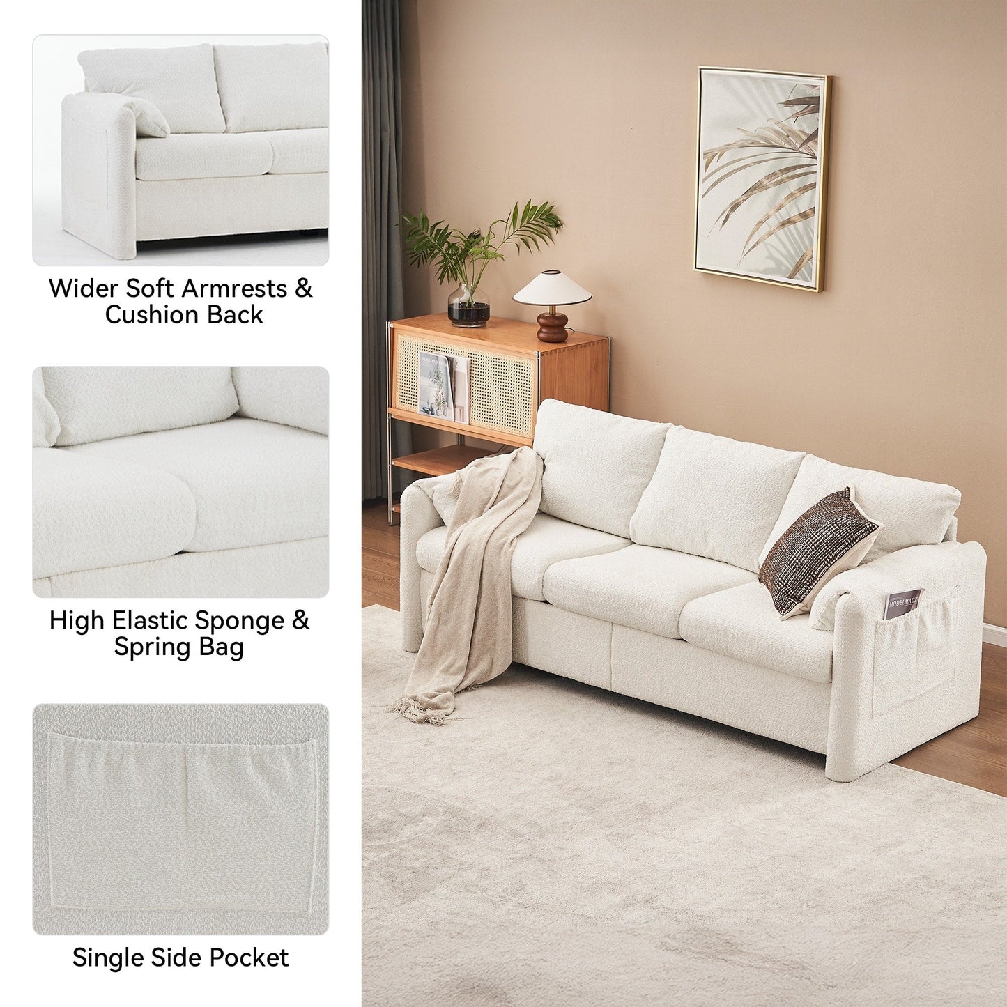 GDFStudio - Chloe Comfy Chenille Sofa Couch - Modern Upholstered Sofa Set