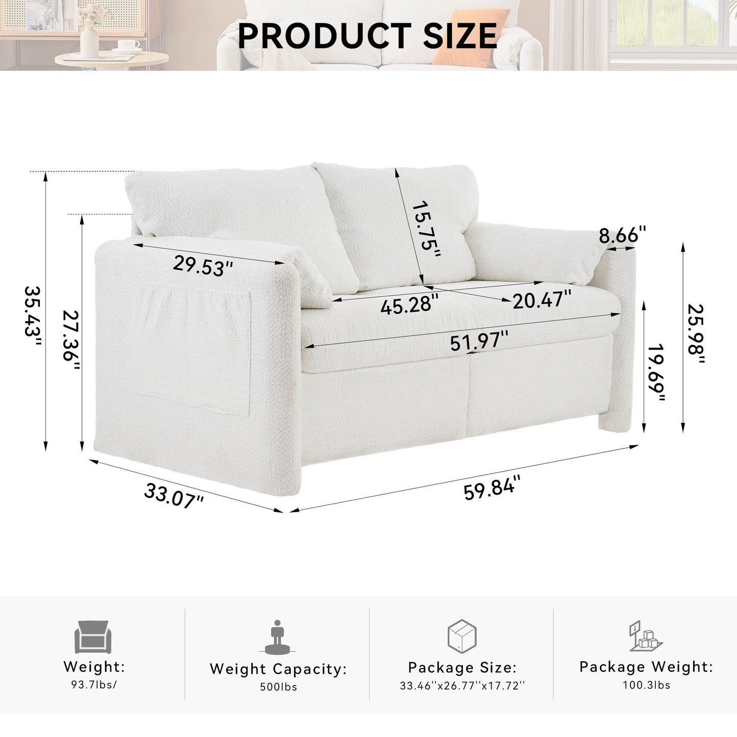 GDFStudio - Chloe Comfy Chenille Sofa Couch - Modern Upholstered Sofa Set