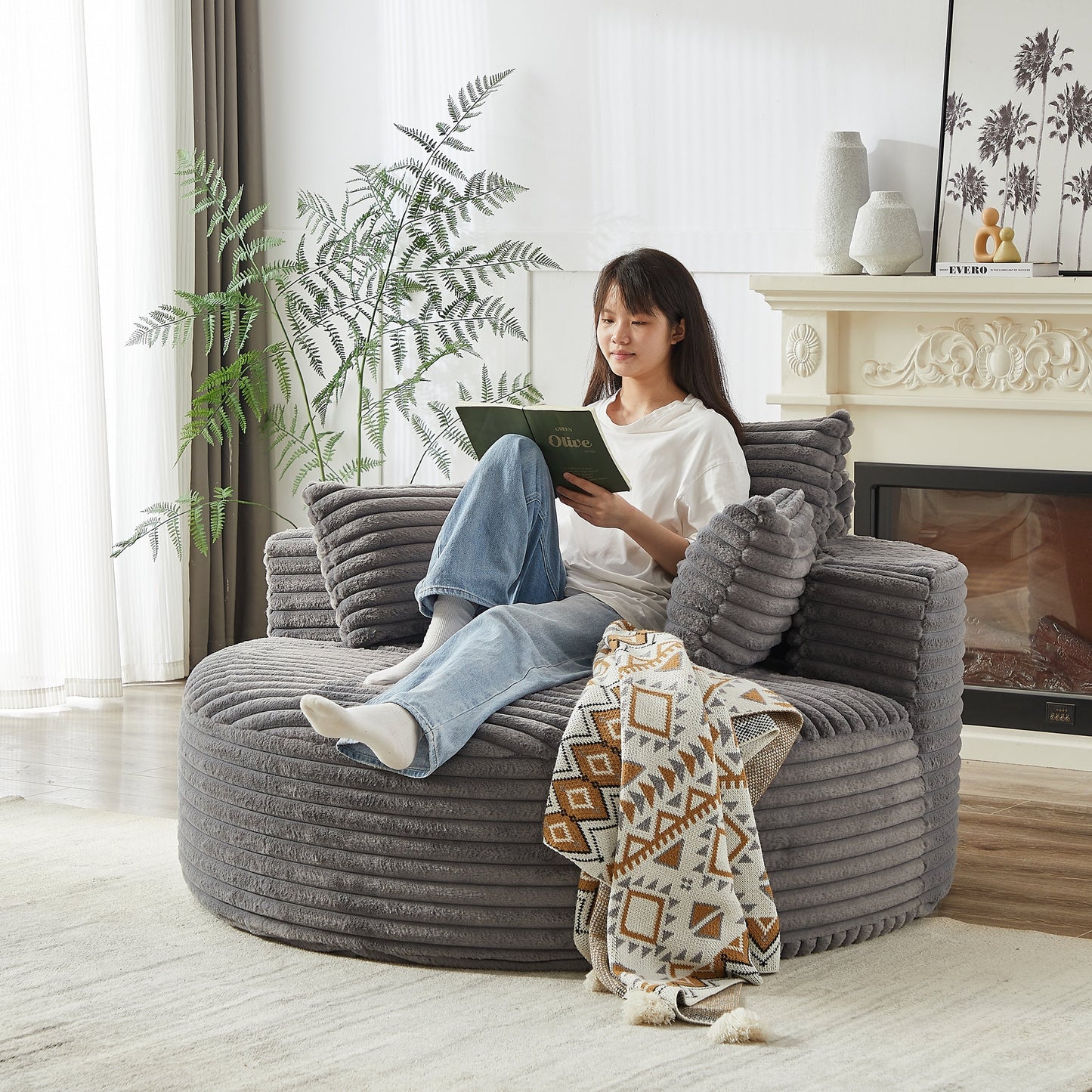 GDFStudio - Emberwood Corduroy Single Sofa Cloud Recliner