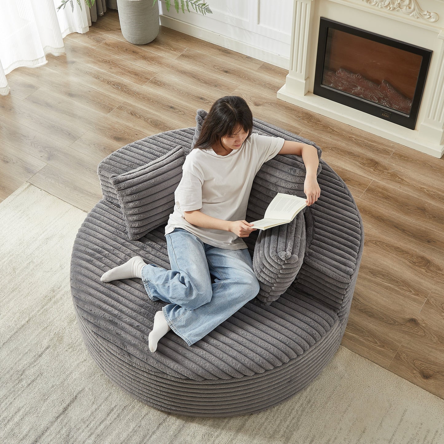 GDFStudio - Emberwood Corduroy Single Sofa Cloud Recliner