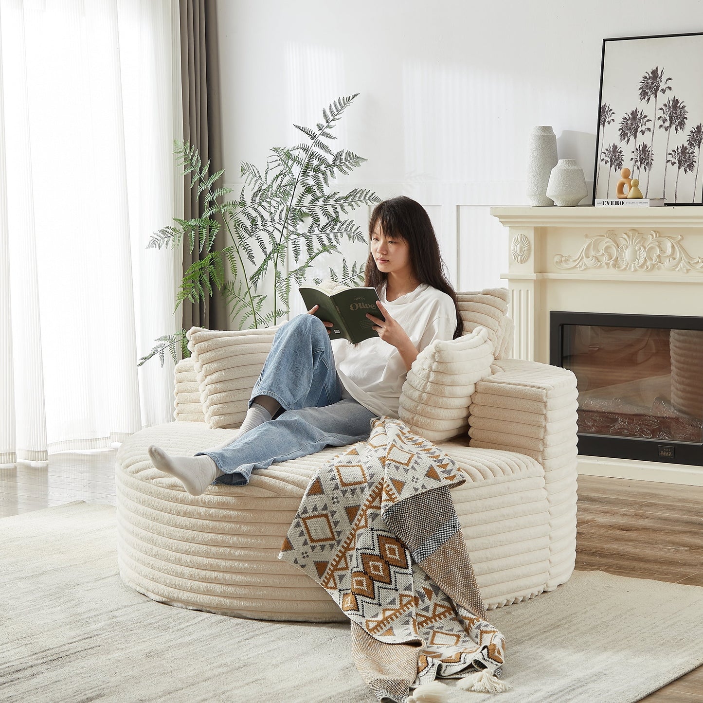 GDFStudio - Emberwood Corduroy Single Sofa Cloud Recliner