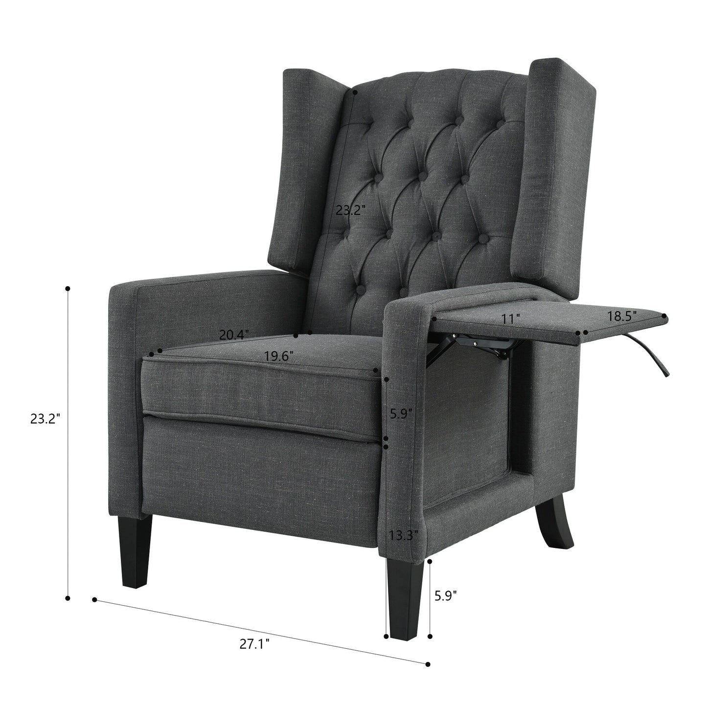 Christopher Knight Home - Isabella Manual WingBack Recliner Chair with Foldable Table & USB Ports