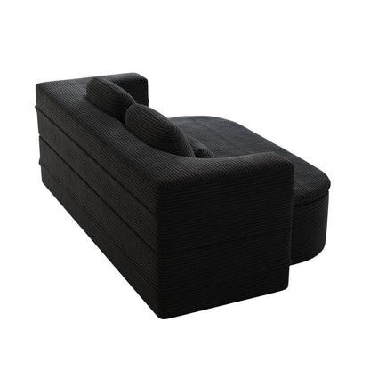 GDFStudio - Lysander Corduroy Foldable Sleeper Sofa Bed with Multi Functional Blanket
