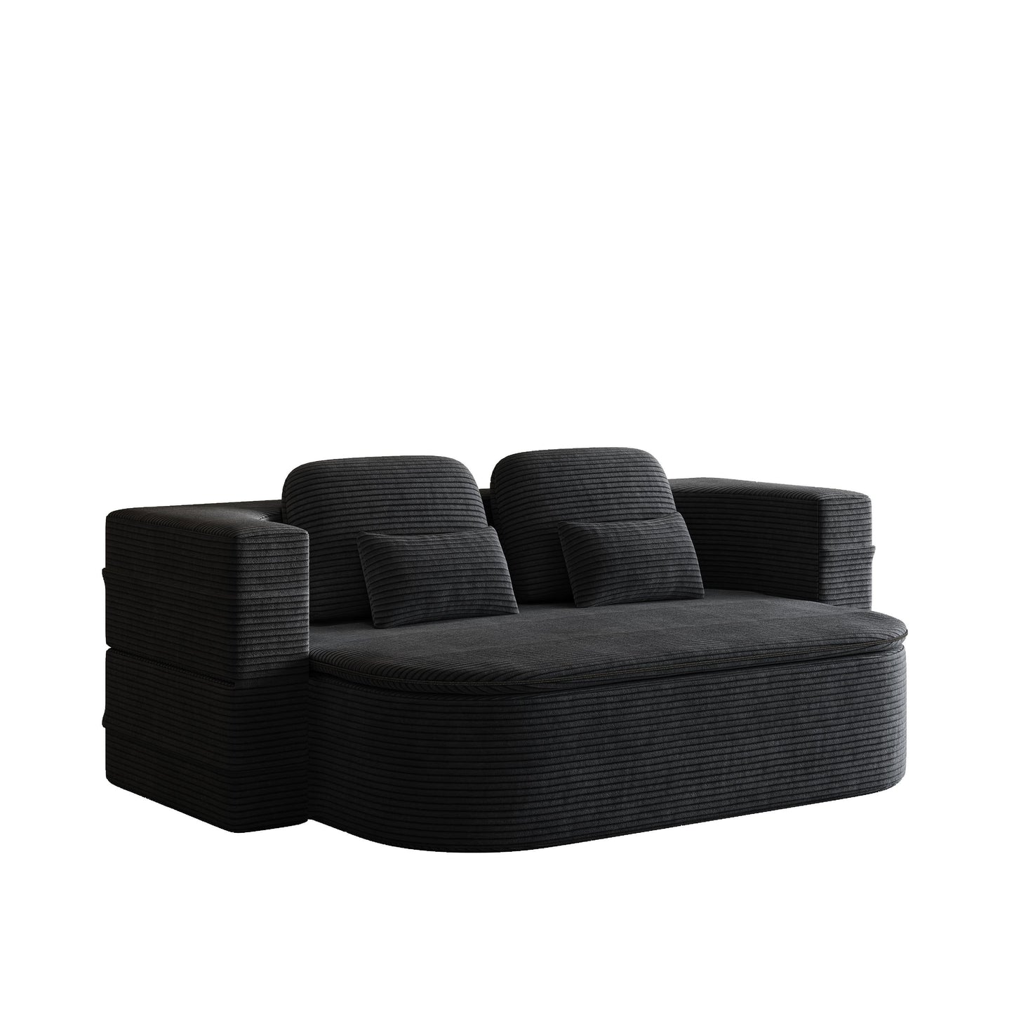 GDFStudio - Lysander Corduroy Foldable Sleeper Sofa Bed with Multi Functional Blanket