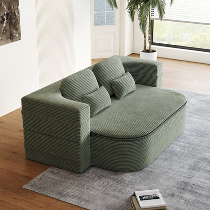 GDFStudio - Lysander Corduroy Foldable Sleeper Sofa Bed with Multi Functional Blanket