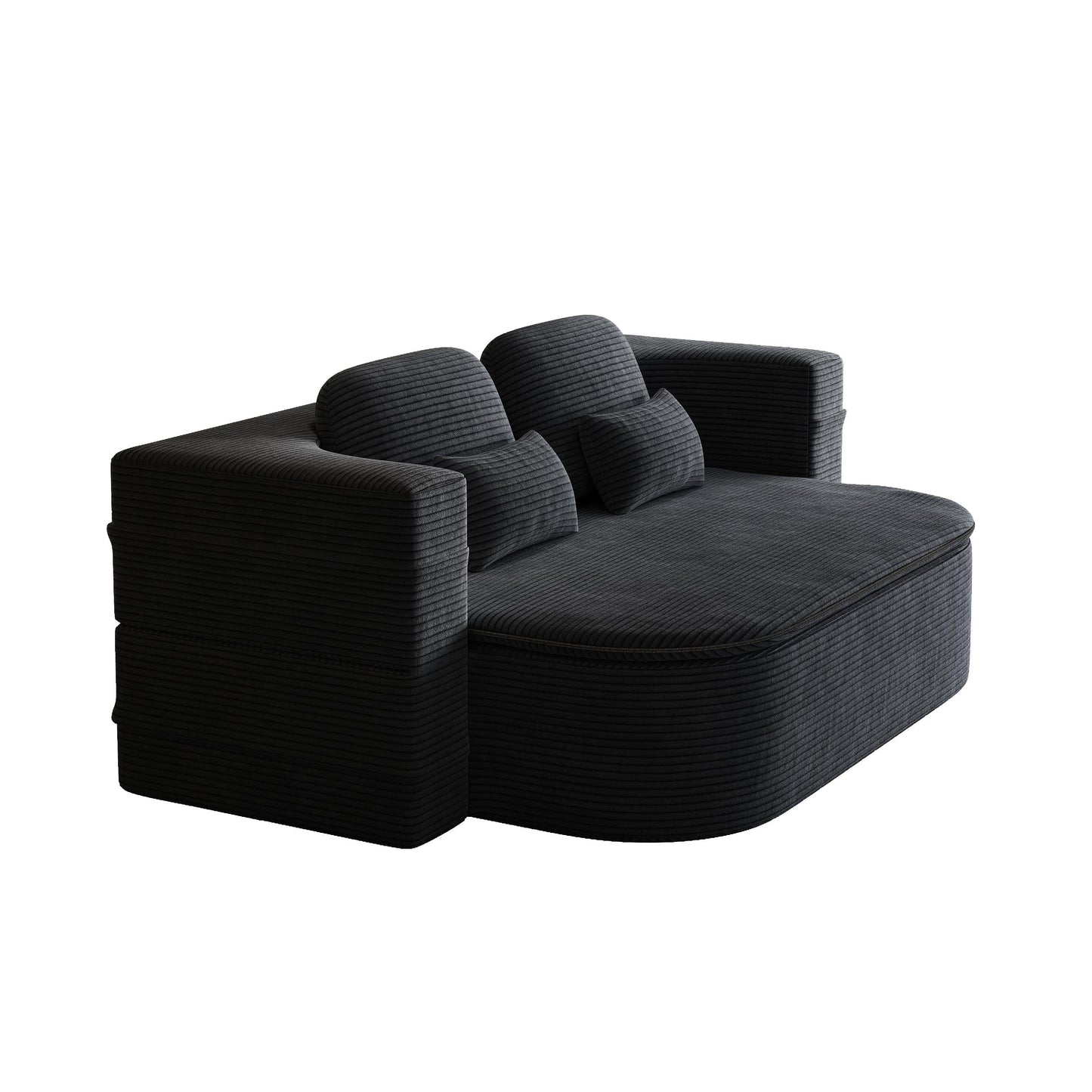 GDFStudio - Lysander Corduroy Foldable Sleeper Sofa Bed with Multi Functional Blanket