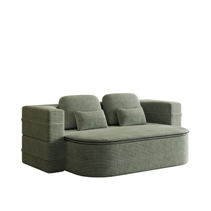 GDFStudio - Lysander Corduroy Foldable Sleeper Sofa Bed with Multi Functional Blanket