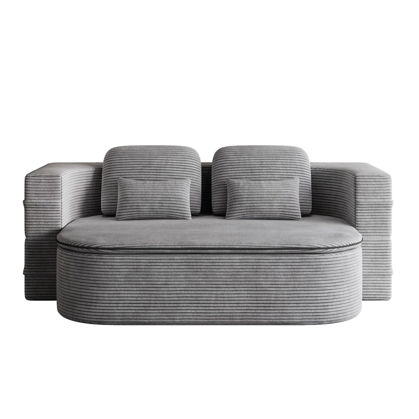 GDFStudio - Lysander Corduroy Foldable Sleeper Sofa Bed with Multi Functional Blanket