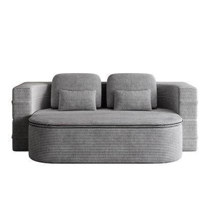 GDFStudio - Lysander Corduroy Foldable Sleeper Sofa Bed with Multi Functional Blanket
