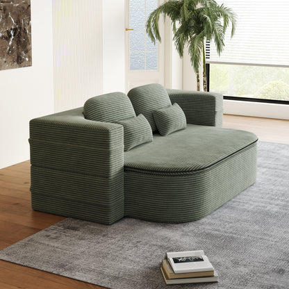 GDFStudio - Lysander Corduroy Foldable Sleeper Sofa Bed with Multi Functional Blanket
