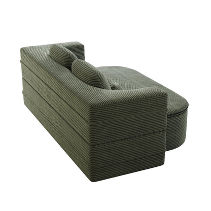 GDFStudio - Lysander Corduroy Foldable Sleeper Sofa Bed with Multi Functional Blanket