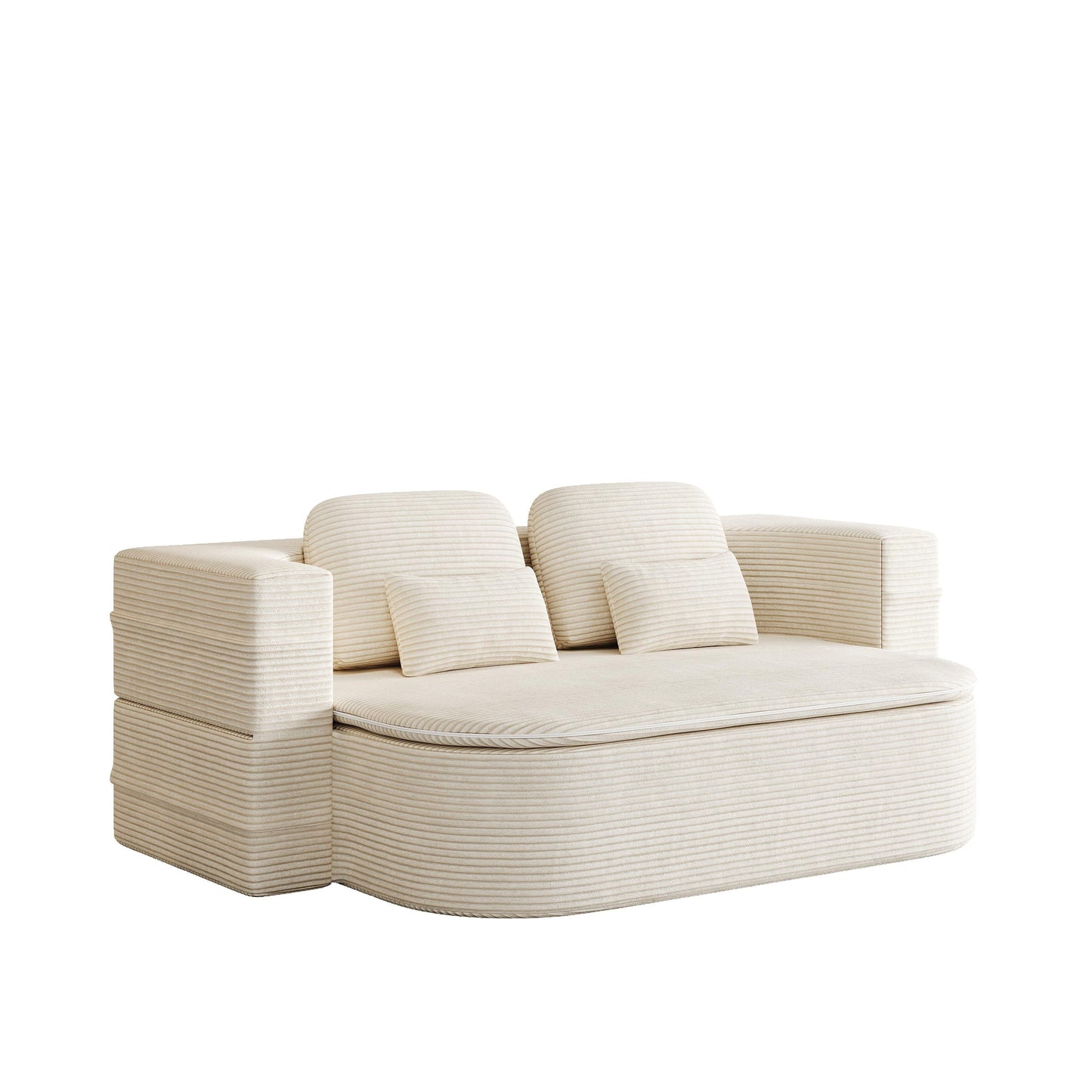 GDFStudio - Lysander Corduroy Foldable Sleeper Sofa Bed with Multi Functional Blanket